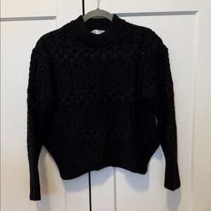 Zara Black Textured Knit Sweater